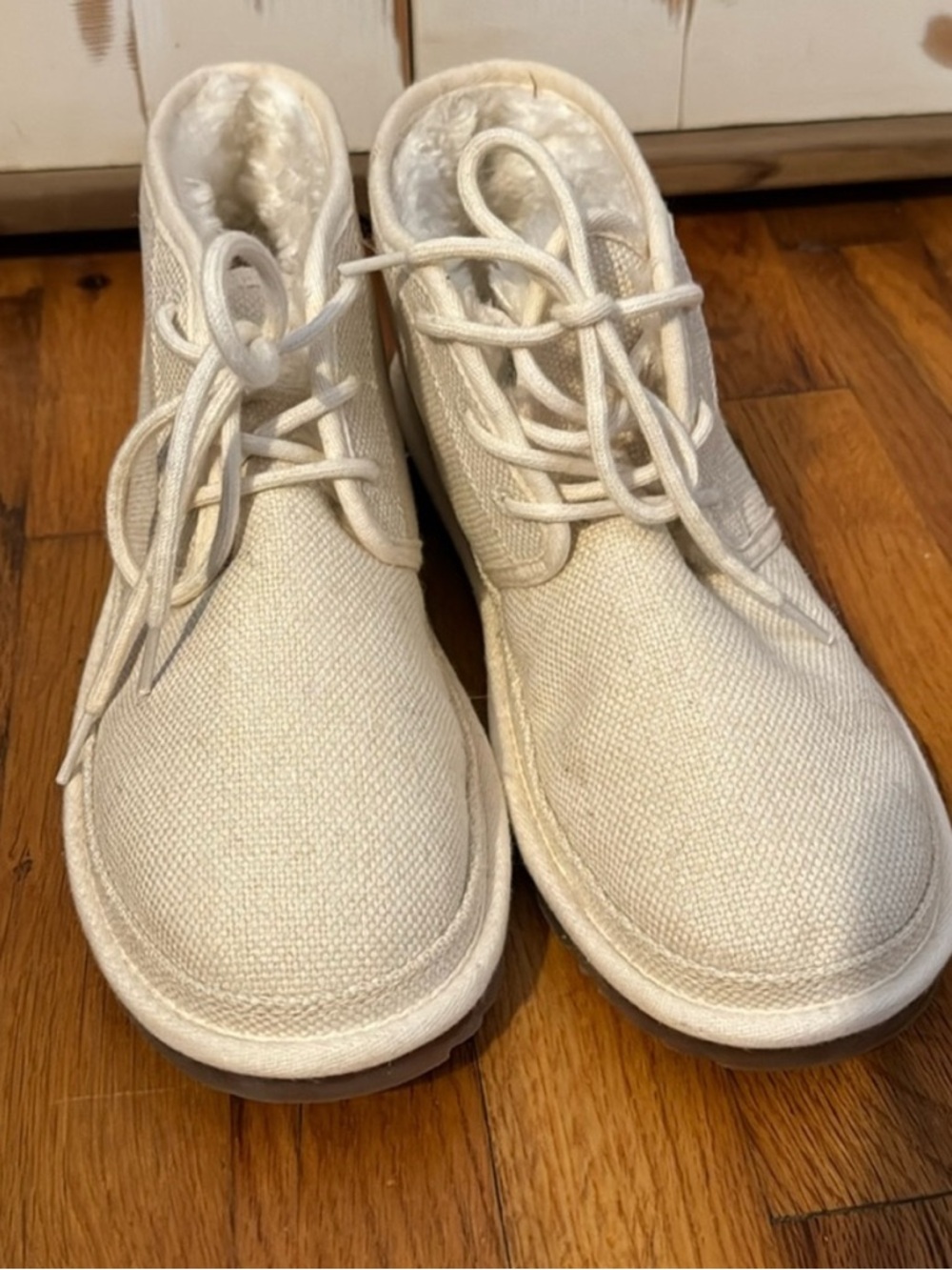 UGG Cream Fuzzy Lined Lace-Up Boot
